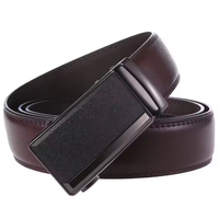 Ceinture en cuir pour homme à boucle automatique, en alliage de zinc givré, motif grain de litchi, pour affaires, noir et marron, vente en gros