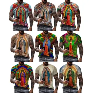 Guadalupe Áo Thun In 3d Công Giáo Virgin Mary Áo In Kỹ Thuật Số Ngắn Tay Mùa Hè Cho Nam Áo Odm Oem Cho Nam Áo Thun 3d