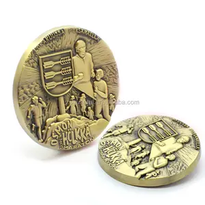 Fabricant Logo personnalisé Banques de pièces de monnaie personnage en métal Pièces d'or et d'argent Pièces de monnaie historiques