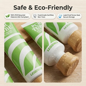 Tubes cosmétiques écologiques en PCR recyclé, tubes en plastique vides avec bouchon à vis en <span class=keywords><strong>bambou</strong></span> pour les soins de la peau, impression de logo personnalisée - Product Image 3