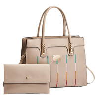 Ensemble de sacs fourre-tout de luxe jaunes pour femmes, 2 pièces, collection automne 2023, avec logo personnalisé, rayures et blocs de couleur, grande capacité, durable et tendance