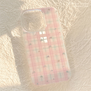 <span class=keywords><strong>Coque</strong></span> de téléphone rigide Glaze Sand Sweet pour <span class=keywords><strong>iPhone</strong></span> 17 Pro Max, 16, 13, 14, <span class=keywords><strong>11</strong></span>, motif étoiles à carreaux <span class=keywords><strong>rose</strong></span>, qualité premium - Product Image 3