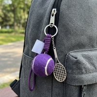 Porte-clés créatif en alliage en forme de mini raquette de tennis, porte-clés sportifs colorés pour les fans de tennis et accessoires de sac