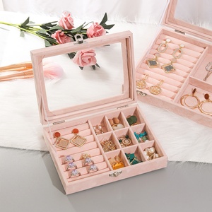 Custom Logo Luxury <b>Storage</b> <b>Boxes</b> Organizer <b>Cardboard</b> Paper Glass Flannelette Acrylic Tray Showcase Display Ring Velvet Box - Product Image 2