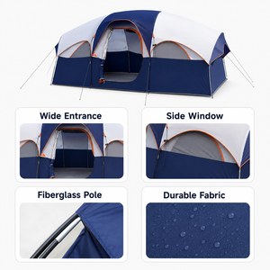 Tenda da Campeggio Grande per Famiglie 8-12 Persone, Impermeabile, in Poliestere 190T, per Esterni <span class=keywords><strong>4</strong></span> Stagioni, per Escursioni e Feste, OEM ODM - Product Image 3