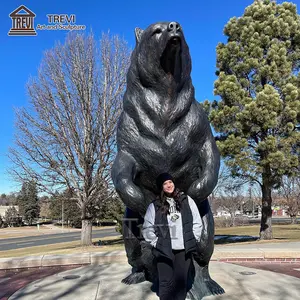 Outdoor Cast Metal Animal Statue Life Size Bronze Standing Bear Sculpture
