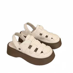 Sandales à plateforme à semelle épaisse et double usage, ajourées, style demi-mules, pour femme, Nouvelle collection Été 2026, style Cave Mori Roman - Product Image 5