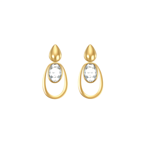 Fashion Drop <b>Earrings</b> 316L Stainless Steel PVD Gold Plating Oval <b>Crystal</b> <b>Studs</b> Statement Jewelry - Product Image 2