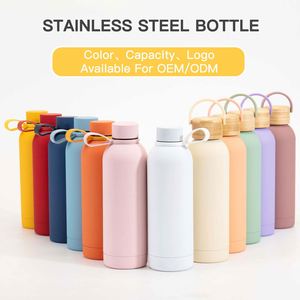 Custom 350 ML 500ML <b>750ML</b> 1000ML Rubber Paint Thermal Stainless Steel <b>Bottle</b> Double Wall Insulated Flask With Silicone Handle - Product Image 2