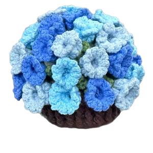 <span class=keywords><strong>Pot</strong></span> d'hortensia au crochet fait main - Bouquet de fleurs artificielles bleues, décoration d'intérieur, cadeau pour petite amie, maman - Product Image 5