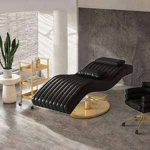 Cama de Masaje Reclinable de Lujo en Negro y Dorado, Moderna, para Salón de Belleza, Hotel, Spa, Extensión de Pestañas - Product Image 2