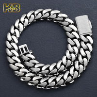 Chaîne cubaine en moissanite VVS de 20 mm, collier en argent sterling glacé, bijoux hip-hop avec fermoir boîte |   Dropshipping disponible