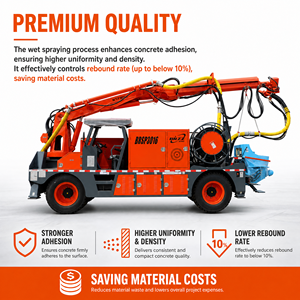 <span class=keywords><strong>Camion</strong></span> à béton projeté humide avec moteur 68000W, tension 380V, robot de projection de béton télécommandé pour tunnel - Product Image 5