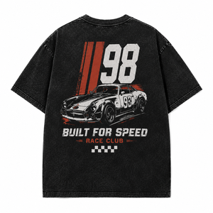 OEM Custom Built For Speed Graphic T-<b>shirt</b> Vintage Washed Race Club <b>Check</b> Flag <b>Short</b> <b>Sleeve</b> Racing Tee Wholesale - Product Image 6