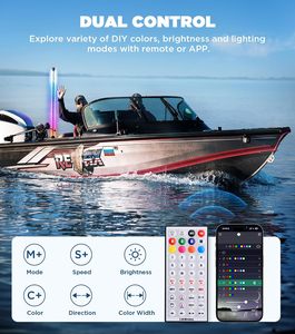 Feu de navigation LED 12V DC de 1,2 m pour bateau avec contrôle via application, couleurs personnalisables et plus de 400 motifs pour utilisation à l'arrière, sur fouet, sur <span class=keywords><strong>poteau</strong></span> ou à l'ancrage - Product Image 2