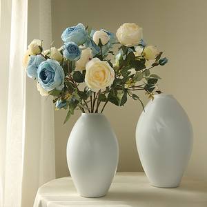 Floristería Rosas de seda Naranja Flores artificiales para el hogar Hotel Cafetería - Product Image 4