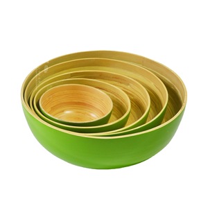 Natural Bamboo Bowls Set Green Handmade Nesting Bowls For Home Salad Fruit Storage Japanese Style JZW-09 - Product Image 5