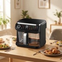 Friteuse à air multifonction 5,5 L sans huile, cuisson rapide à circulation d'air chaud, contrôle numérique par écran tactile, facile à nettoyer, fenêtre en verre