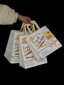 Custom Logo Kraft <b>Paper</b> Cookies Packaging Bags Greaseproof <b>Biodegradable</b> Twisted Handles Bag With Window for Cookies Snacks - Product Image 4