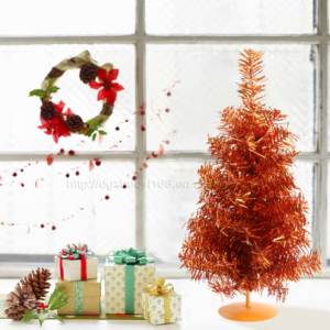 Mini <span class=keywords><strong>Albero</strong></span> di Natale Artificiale Arancione da 30cm per Uso da Tavolo - Product Image 3