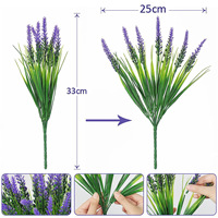 Buket lavender buatan tanaman hijau, bunga dekorasi dalam ruangan dan luar ruangan simulasi lavender