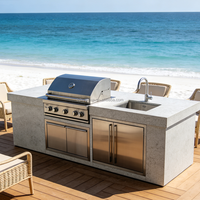 Îlot de barbecue haute performance en acier inoxydable SUS304 résistant aux intempéries avec cuisine extérieure modulaire professionnelle en CAD