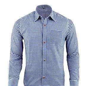 Camisa Casual Bávara Azul para Hombre, Estilo Oktoberfest, Ligera, de Algodón, Manga Larga, Anti-Pilling, Tallas S a 4XL - Product Image 1