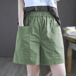 Women's Casual Cargo Shorts Plus Size Loose Fit High Waist Wide Leg Pocket Style Breathable Cotton Canvas - Product Image 2