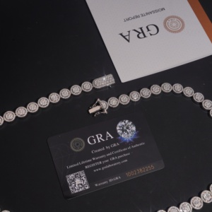Collar de Plata 925 con Baño de Rodio y Moissanita para Mujer, Corte Brillante Redondo, Engaste de Bisel, Certificado GRA, Joyería de Boda - Product Image 3
