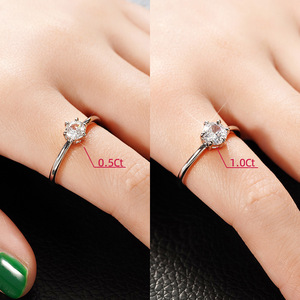 Anillo Clásico de Diamantes en Oro Blanco para Mujer, Corte Brillante Redondo, Color G Natural, 6.5mm, Joyería de Compromiso - Product Image 3