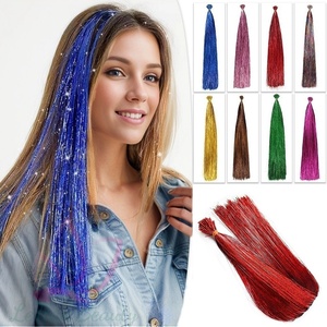 High Quality Girl Hair Accessories Wholesale Sparkle Hair <strong>Tinsel</strong> 20inch Fashionable Hair Extension Accessories for Daily Party - Product Image 2