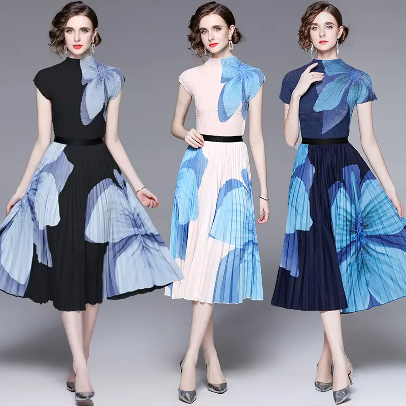 2023 Original Design Miyake Plissee Top Fashion Sets Rock Boutique Frauen New Loose Elastic Long Skirt 2-teiliges Set