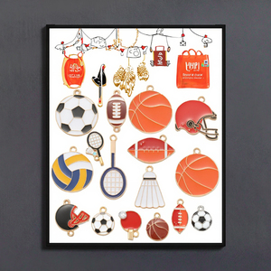 16 Men Bóng Đá Thể Thao Quyến Rũ Dễ Thương Bóng Bầu Dục Bóng Mũ Bảo Hiểm Mặt Dây Chuyền Tự Làm Vòng Đeo Tay Vòng Cổ Làm Phát Hiện Phụ Kiện <span class=keywords><strong>W363</strong></span> Hợp Kim - Product Image 2