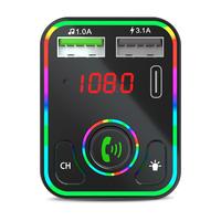 Transmitter FM Mobil Justlink BT5.0 3.1A Dual USB PD Pengisi Daya Cepat Lampu RGB Panggilan Handsfree Pemutar MP3 untuk Truk Mobil Grosir