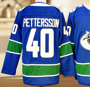 Vancouver Canucks # 40 Pettersson # 43 Hughes # Camiseta de Hockey sobre Hielo Carlton 16, Estampada, para Hombre, 100% Poliéster, Transpirable, Manga Corta - Product Image 4