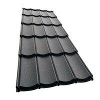 Tuiles de toiture en métal revêtues de pierre, type bardeau, colorées, légères, 0,35 mm 0,4 mm, tôles de toiture fines à longue portée pour maison résidentielle