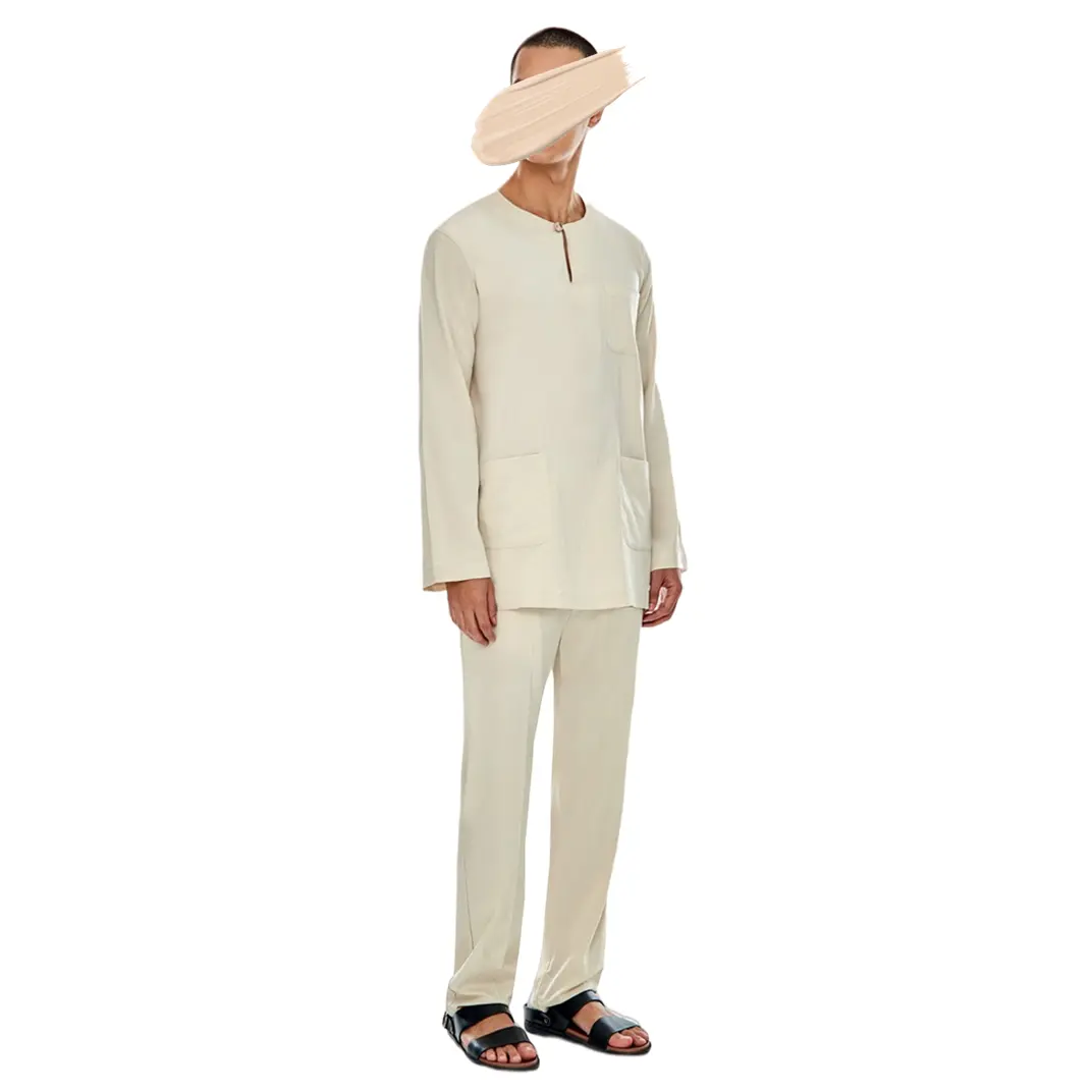 SIPO Top Fashion Solid Color O-neck Tmj Baju Melayu Malaysia Traditional Clothing For Men Fit Simple Wni Baju Melayu
