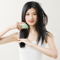Peigne de massage du cuir chevelu en jade, brosse chauffante électrique à lumière rouge pour les soins capillaires, relaxation quotidienne, bien-être, routine à domicile ou en salon, vente en gros B2B