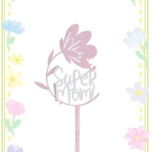 Décoration <span class=keywords><strong>de</strong></span> gâteau en acrylique « Ins Loves You Mom » avec fleurs <span class=keywords><strong>de</strong></span> tulipe, pour la fête des mères - Product Image 3