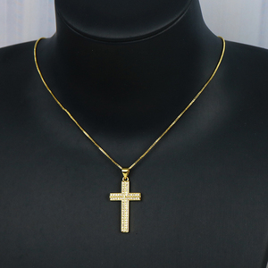 Nueva Selección de regalo de fiesta de vacaciones, collar de Cruz de Zirconia chapado en oro de 18 quilates, joyería religiosa exquisita - Product Image 3