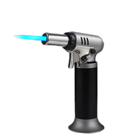 Torche de soudage au butane en métal de cuisine haute puissance avec jauge de carburant briquet puissant pour le chauffage