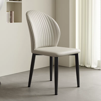 Chaise de salle à manger moderne de style italien minimaliste, revêtement en similicuir résistant aux rayures de chat, siège domestique haut de gamme