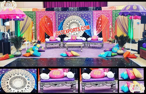 Décor de scène portable en fibre de verre pour mariage musulman asiatique, thème Bollywood, élégant, tendance, taille personnalisable, ensemble Sangeet - Product Image 5