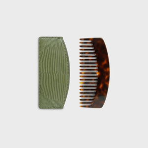 Tùy Chỉnh Rùa 4Mm Độ Dày Acetate Lược Và Trường Hợp Người Đàn Ông Phụ Nữ Tóc Lược Với Pouch PU Da Bìa Cho Làm Tóc - Product Image 4