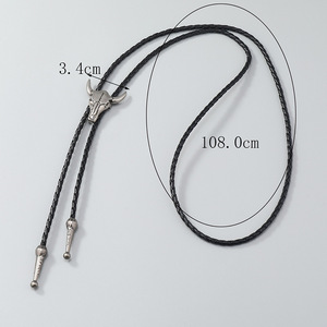Collana Bolo Tie con Grande Ciondolo a Testa di Toro in Lega, Stile Western Cowboy Vintage, <span class=keywords><strong>per</strong></span> Uomo e Donna, con Cordino in Pelle Regolabile, Gioiello - Product Image 4