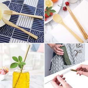 Eco-Friendly Reusable Portable Mirror Polish Bamboo Travel <b>Cutlery</b> Set with Stainless Steel Handles for <b>Kids</b> & Adults Camping - Product Image 6