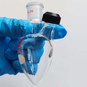 Vetreria da Laboratorio Personalizzata dei Produttori Cinesi, Beuta a Pera in Vetro Borosilicato Trasparente a <span class=keywords><strong>2</strong></span> Colli con Tappo a Vite con O-ring - Product Image 4