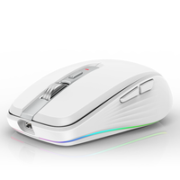 Mouse Nirkabel Ergonomis Portabel FMOUSE dengan Lampu LED, DPI yang Dapat Disesuaikan, 7 Tombol, Warna Pink, Abu-abu, Hitam untuk Penggunaan Perjalanan