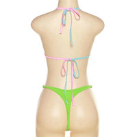 Huili Fabrikant Oem Hoge Kwaliteit 2025 Mode Vrouwen Kristal Tweedelige Set Strandkleding Custom Logo Kleur Blok Strass Bikini