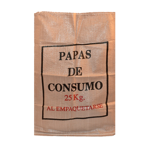 Proveedor de China precio barato aliento Bolsa pp bolsa de papas 25kg color beige rafia bolsa sacos de 25kg - Product Image 1